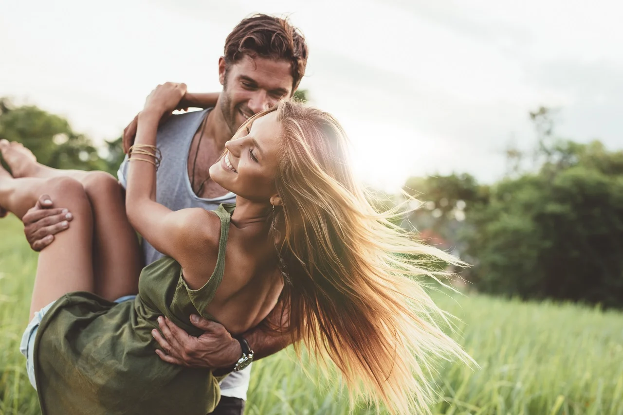 Couple having fun on their summer holiday.