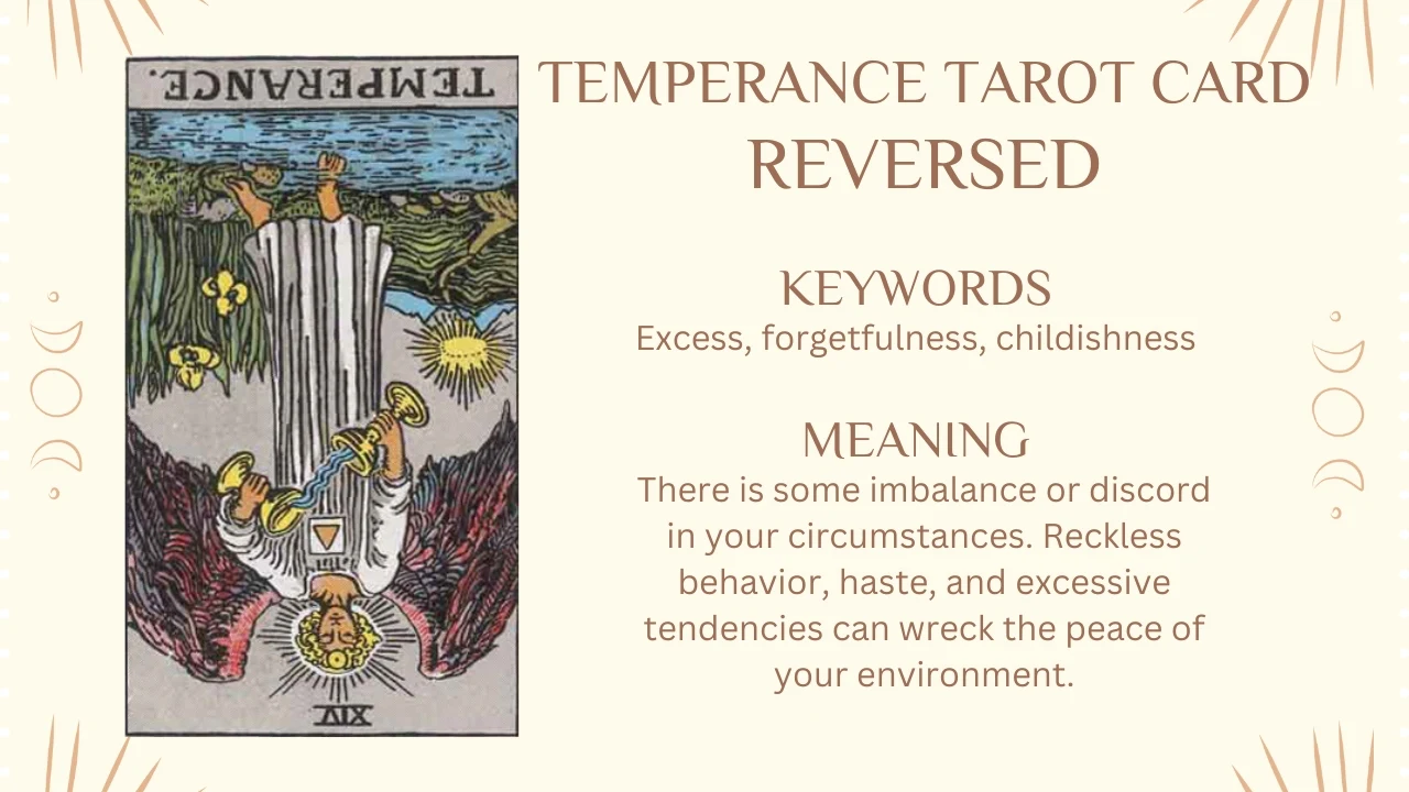 The Temperance Tarot Card Reversed Keywords and Meaning