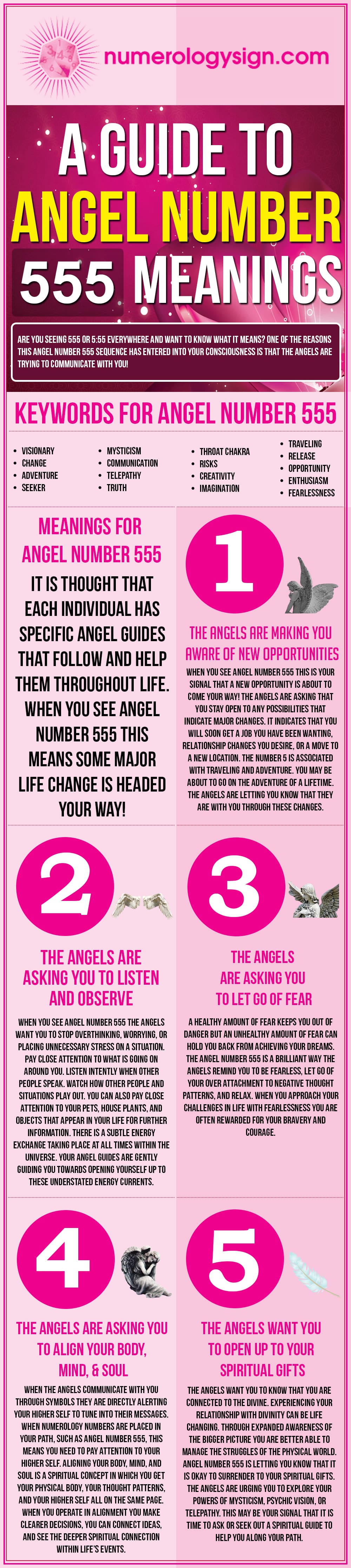 Angel Number 555 Meanings Infographic
