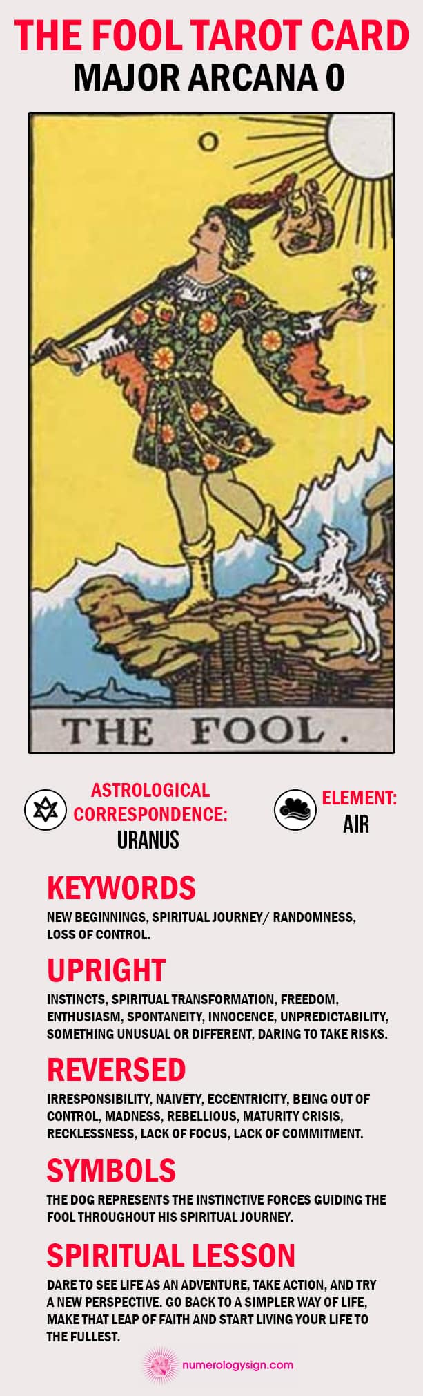 The Fool Tarot Card Meaning Infographic