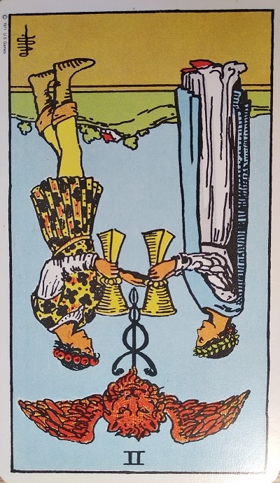 Reversed (2) Two of Cups Tarot Card Meaning – Minor Arcana