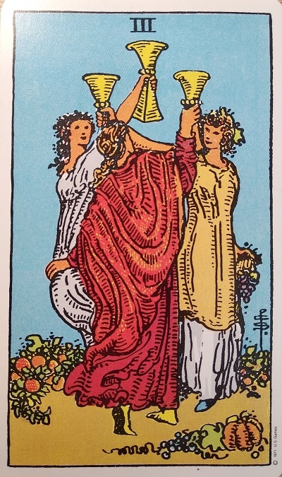 Upright (3) Three of Cups Tarot Card Meaning – Minor Arcana