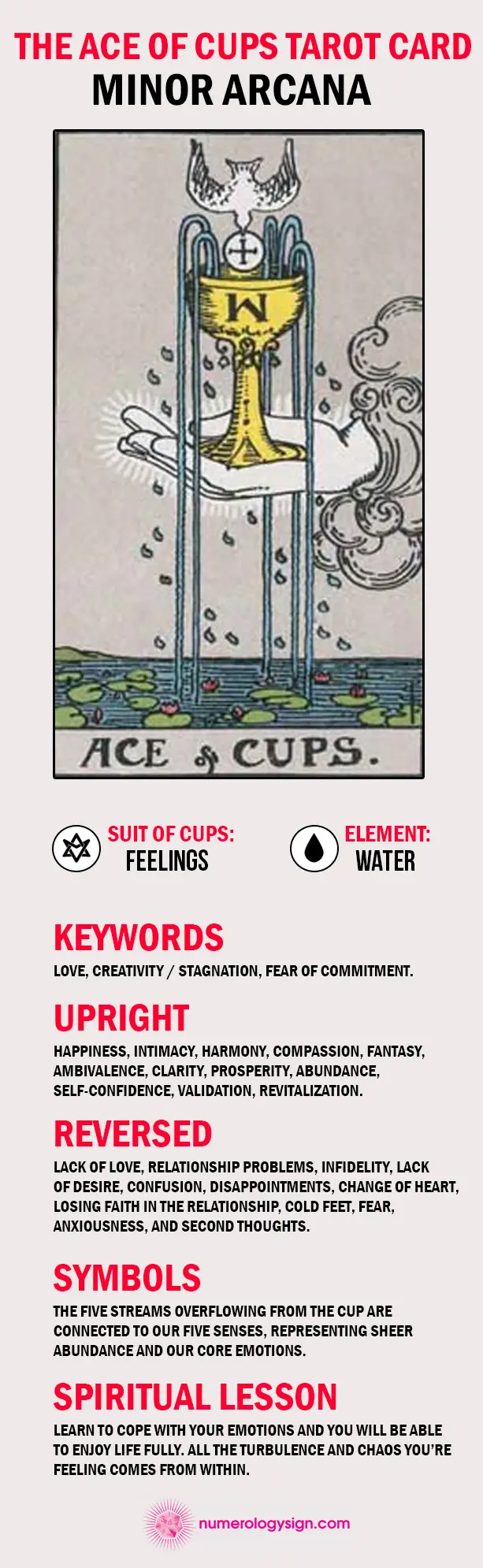 The Ace Of Cups Tarot Card Meaning Upright And Reversed Numerologysign Com