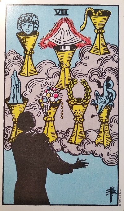 Upright (7) Seven of Cups Tarot Card Meaning – Minor Arcana