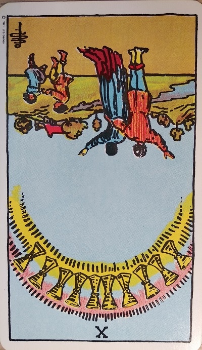 Reversed (10) Ten of Cups Tarot Card Meaning &ndash; Minor Arcana