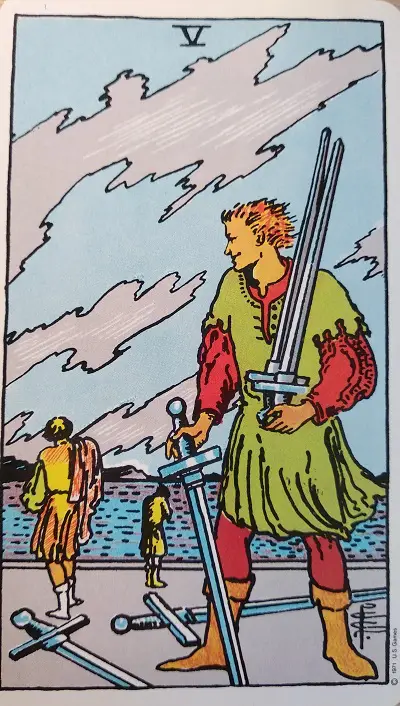 Upright (5) Five of Swords Tarot Card Meaning – Minor Arcana