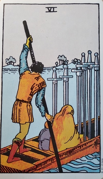Upright (6) Six of Swords Tarot Card Meaning – Minor Arcana