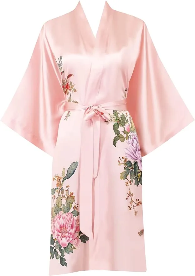 100% silk short kimono evening dress