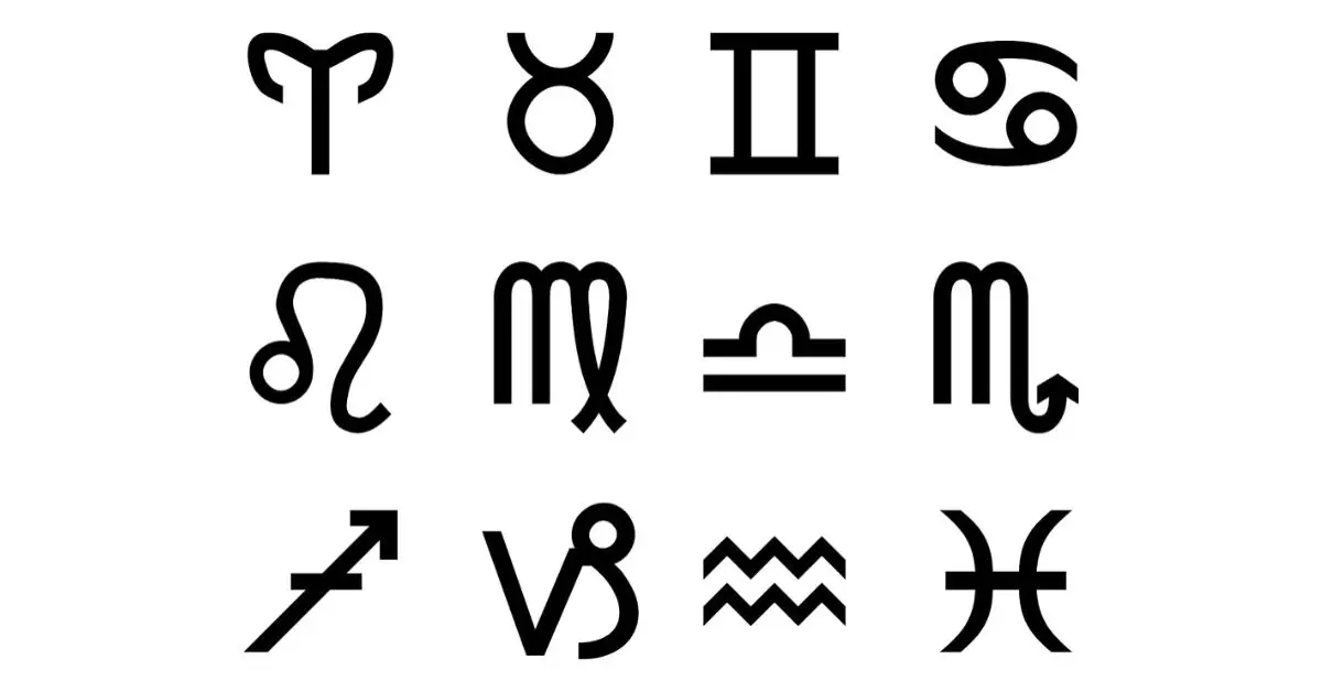 Zodiac text symbols
