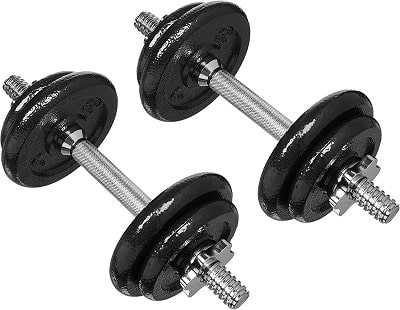AmazonBasics Adjustable Barbell Lifting Dumbells Weight Set with Case - 38 Pounds