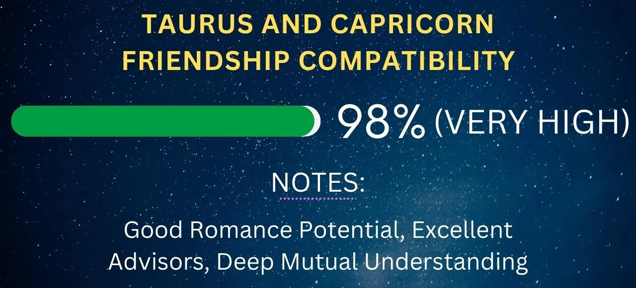 Taurus and Capricorn Friendship Compatibility 98% (Very High)