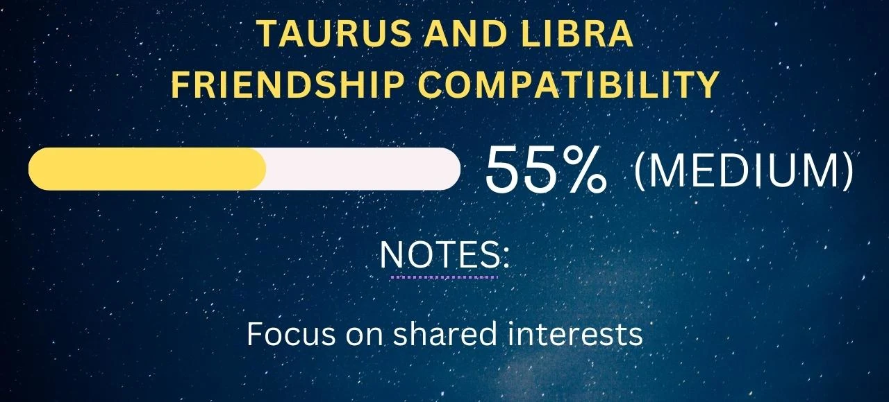 Taurus and Libra Friendship Compatibility 55% (Medium)