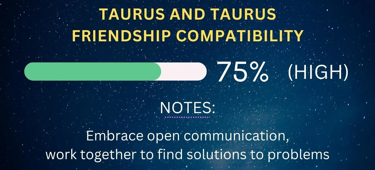 Taurus and Taurus Friendship Compatibility 75% (High)
