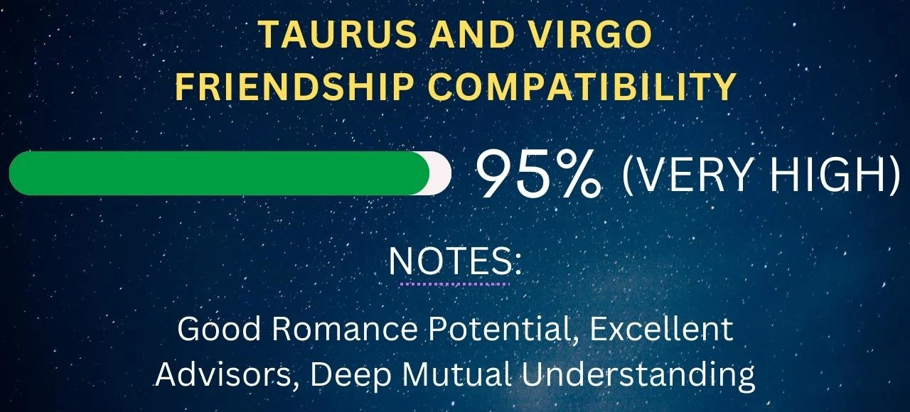Taurus and Virgo Friendship Compatibility 95% (Very High)
