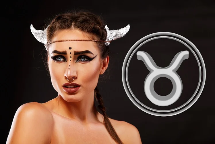 Woman with makeup to look ike the Bull of the Taurus zodiac sign