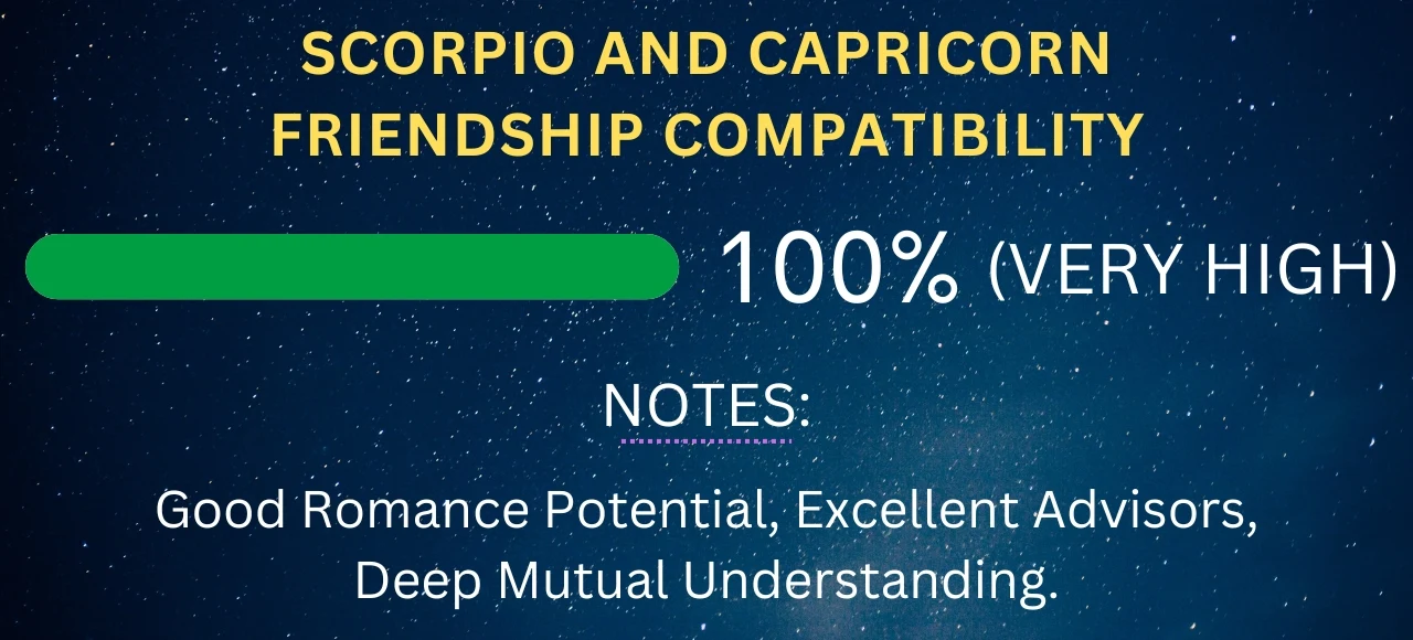Scorpio and Capricorn Friendship Compatibility 100% (Very High)