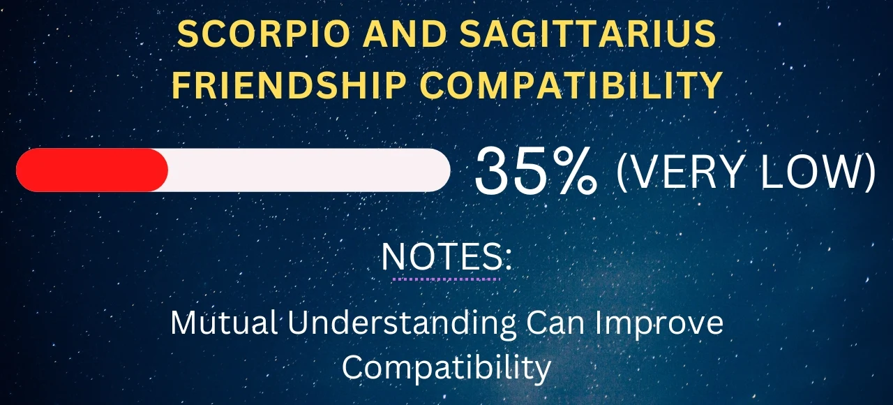 Scorpio and Sagittarius Friendship Compatibility 35% (Very Low)
